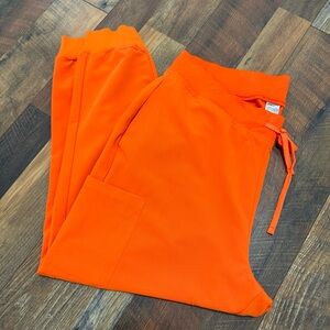 Mandala Neon Orange High Waisted Jogger Scrub Pants XL Petite